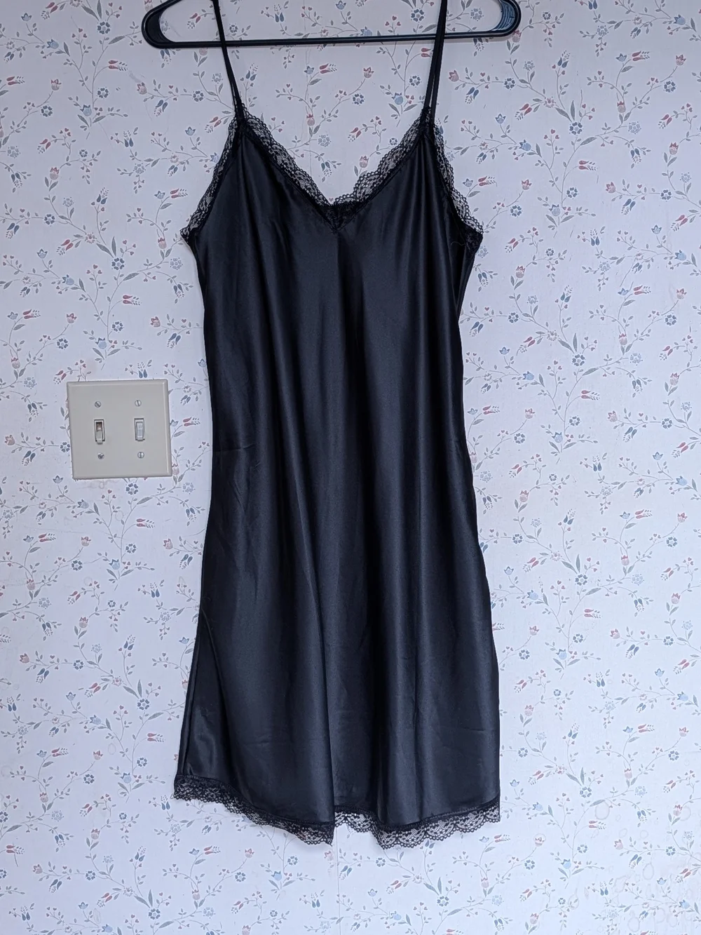 Black Lace Slip Dress Large Night Out Layer Piece Event Feminine Delicate